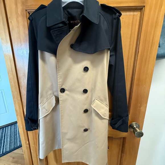 Coach Black and Tan Double-Breasted Trench Coat - Picture 8 of 10